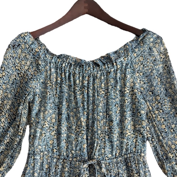 Anthropologie Kira Off-The-Shoulder Peasant Boho Dress Blue Size 4 NWOT - Picture 5 of 14